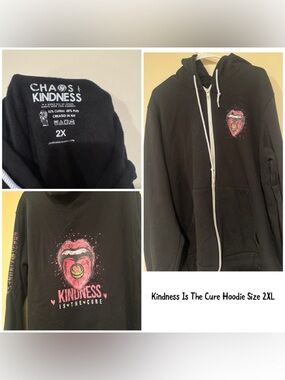 "Kindness Is The Cure" Black Zip Hoodie - 2XL